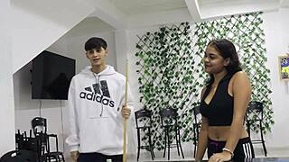 pool lesson tricks latina stepsis into tight pussy pounding