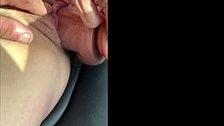 hey check out blondbunny8 masturbating her big clit publicly in the car on display