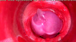 Camera films powerful cum flooding oiled pussy internals