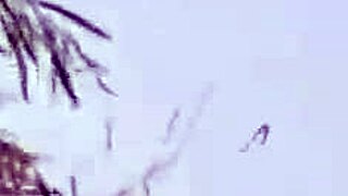 Curvy big tit milf couple nearly caught by public pounding her fat pussy with monster cock outdoors