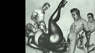 vintage retro drawings reveal hairy antique beavers and erotic pussies in classic detail