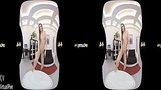 VirtualPee Czech Brunette Dildo Fucks Splashes Piss Everywhere