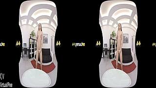 VirtualPee Czech Brunette Dildo Fucks Splashes Piss Everywhere