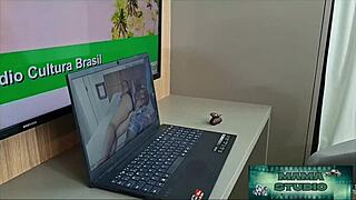 mama studio slut stuffs bbc deep in her gaping pussy till cum floods her big tits