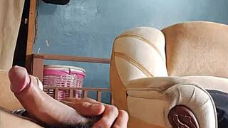 wanna catch me stroking my cock on the living room couch?