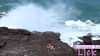 Tarra White Submissively Licks Big Ass Pussy on Public Beach