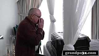 Old Man Hammers Young Brunette Beauty to Shaking Orgasm in Hardcore Pussy Pound