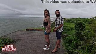 african beach cuckold wife anne gets hairy pussy creampied in wet outdoor orgy surprise