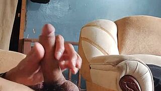 wanna catch me stroking my cock on the living room couch?