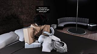 that horny roblox catgirl bent over begging for my creampie doggy in her slutty pussy