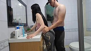 laura fucks best friend's boyfriend in bathroom, handsy then rides him wild