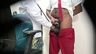 doctor flashes handjob on patient's throbbing cock exam