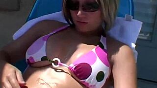 Paige Applies Lotion Outdoors in Sunshine