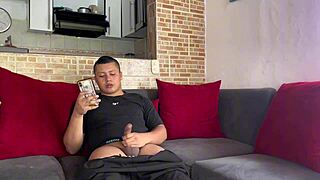 i catch my hermanastro jerking off and help him explode all over my big colombian ass