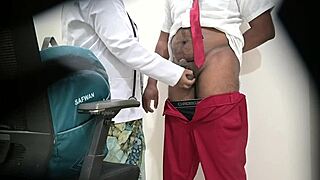 doctor flashes handjob on patient's throbbing cock exam