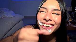 movie night got hot fast... he pounds me deep then blasts cum on my face