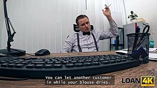 Loan4k's Brunette Swears Last Rough Office Fuck