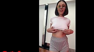 cute latina teacher fucks her dildo hard after classroom session