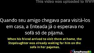 meu coração acelerou vendo o padrasto oferecer minha buceta doce pro melhor amigo dele
