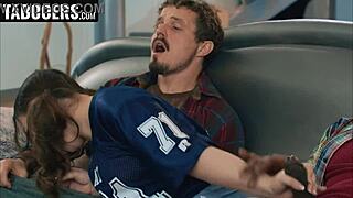 Stepdaughter, is this why they call football a contact sport with dad's monster BBC riding?