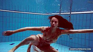 martina's croatian redhead bikini teases escalate to steamy public pool nudist shower