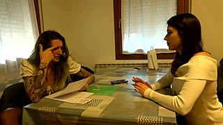 Laura in Leather Outfit Dominates Edon with Strapon Missionary