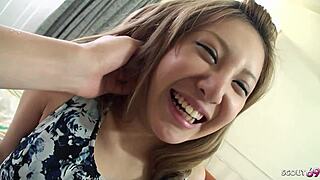 slim japanese teen's small tits long nipples uncensored pov creampie