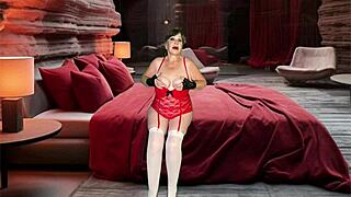 granny carmen in red angel lingerie takes hardcore dp pounding ending with massive creampie explosion