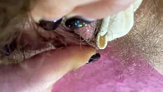 Homemade amateur rubs her extreme wet big clit super closeup until massive squirting orgasm hits hard.