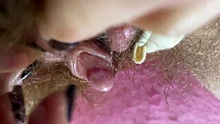 Homemade amateur rubs her extreme wet big clit super closeup until massive squirting orgasm hits hard.