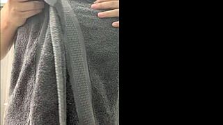 whoa check out this degenerate wife stripping naked on cam then jumping in the shower... total slut vibes!