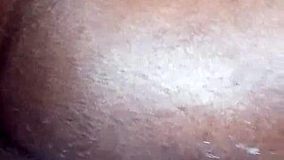 Cheating ebony bbw fat ass bitch licks ass backseat then rough fucks bbc creampie wet pussy