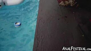 Charley Hart's natural tits bounce during intense pool drilling