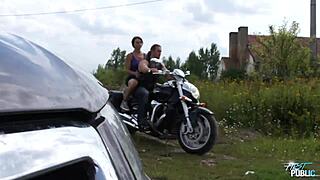 Brunette Big Ass Teen Rider Cums Hard from Public Countryside Cock Ride