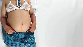 This sexy pregnant latina milf in lingerie poses big natural tits ready for rough fuck 😘🤰 Fans go wild