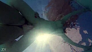 Lesbians Strap On Fuck Underwater in Public Toilet