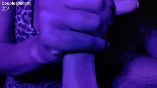 sexy milf e deepthroats fat cock on bed with bright lipstick glow