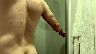 curvy latina milf's huge natural tits shake in backstage shower fuck