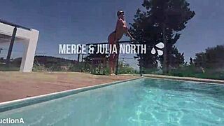 Lesbians Strap On Fuck Underwater in Public Toilet