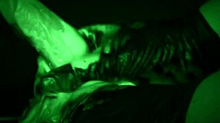 she slips on latex gloves for that sticky slimy solo handjob with dildo toy