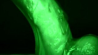 she slips on latex gloves for that sticky slimy solo handjob with dildo toy