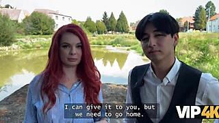 wanna see this redhead slut fuck in lingerie right in front of her boyfriend?