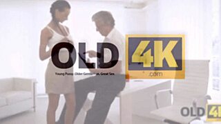 that cute brunette teen charms her older boss into bed