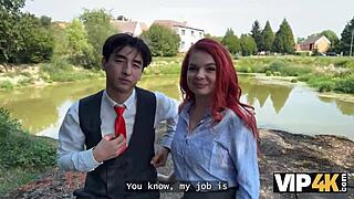 wanna see this redhead slut fuck in lingerie right in front of her boyfriend?