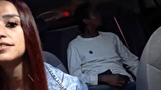 kinky redhead app driver catches guy jacking off flashes her ass