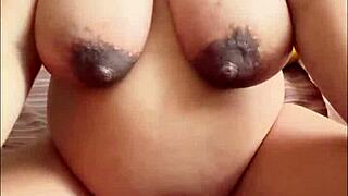 pregnant arab milf plays solo with her big boobs and hairy pussy delight 😍🤰🍑