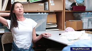 cute teen thief sucks lp officer cock then gets fucked at work