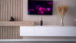 Stepdaughter leaves door open watching porn seducing stepdad for creampie begging 😏