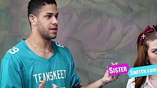 swapping teen step sis uniform for friend's cheerleader in hot 4some fuck