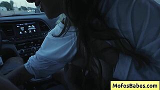Sexy Asian Hottie Teases Big Natural Boobs in Car Before Friend